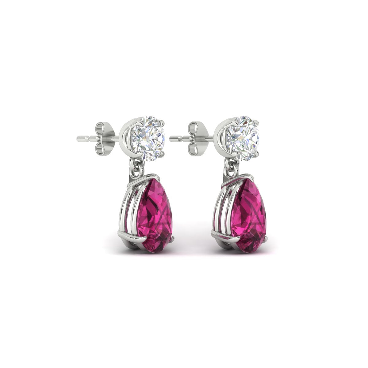 Round And Pear Drop Stud Earrings