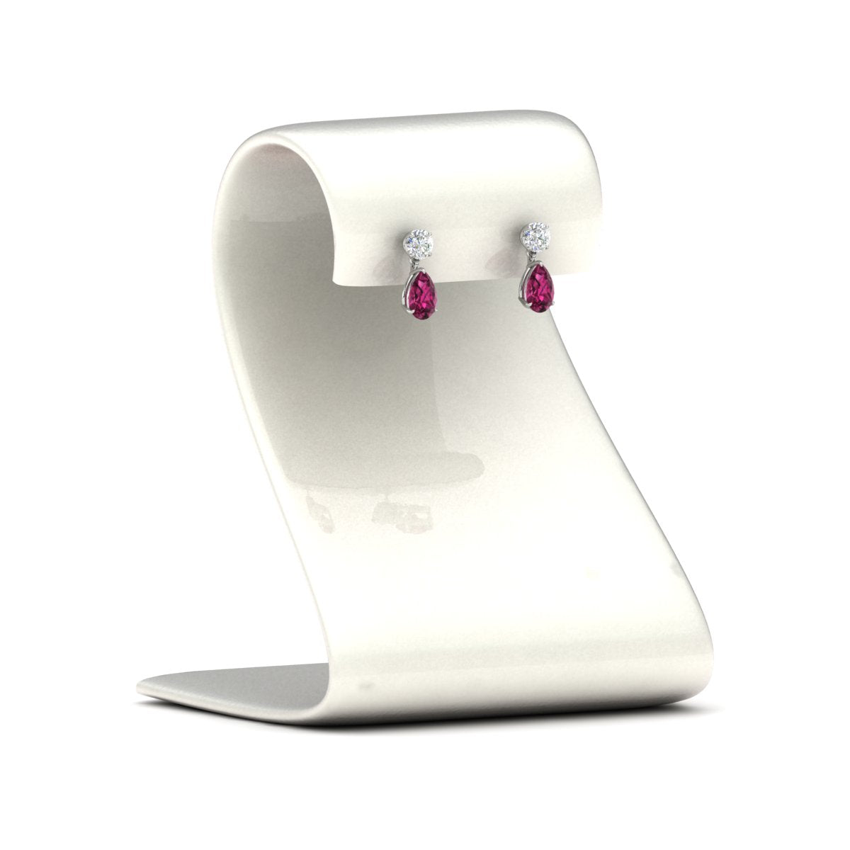 Round And Pear Drop Stud Earrings