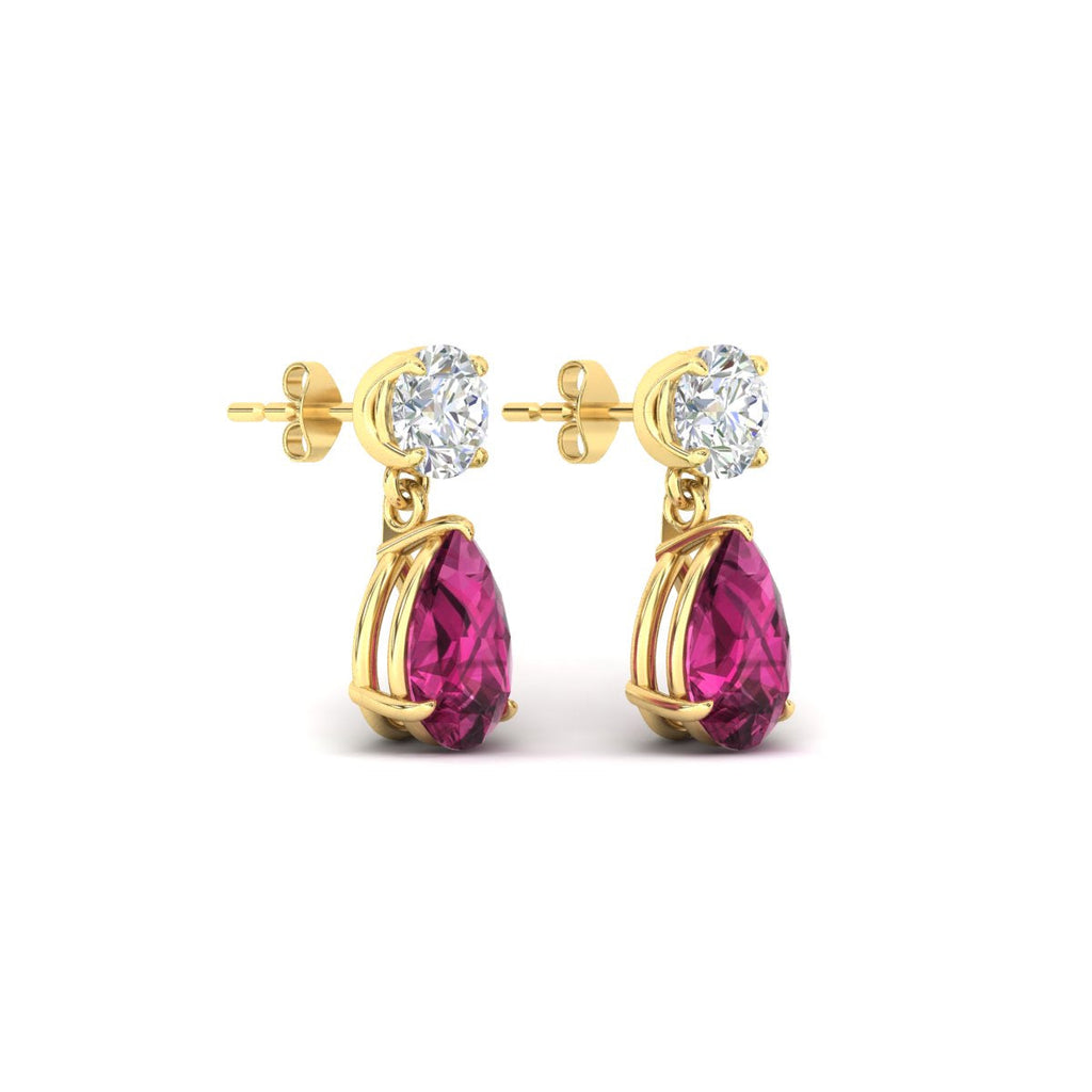 Round And Pear Drop Stud Earrings