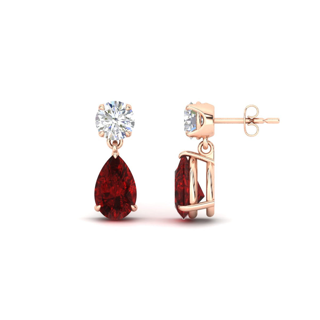 Round And Pear Drop Stud Earrings