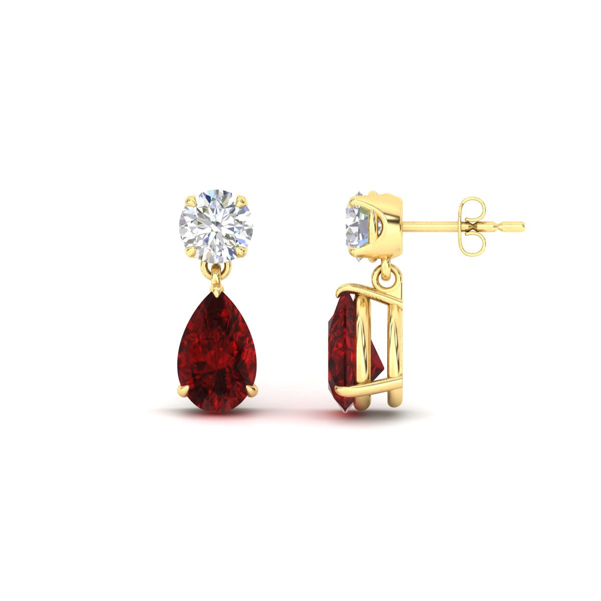 Round And Pear Drop Stud Earrings