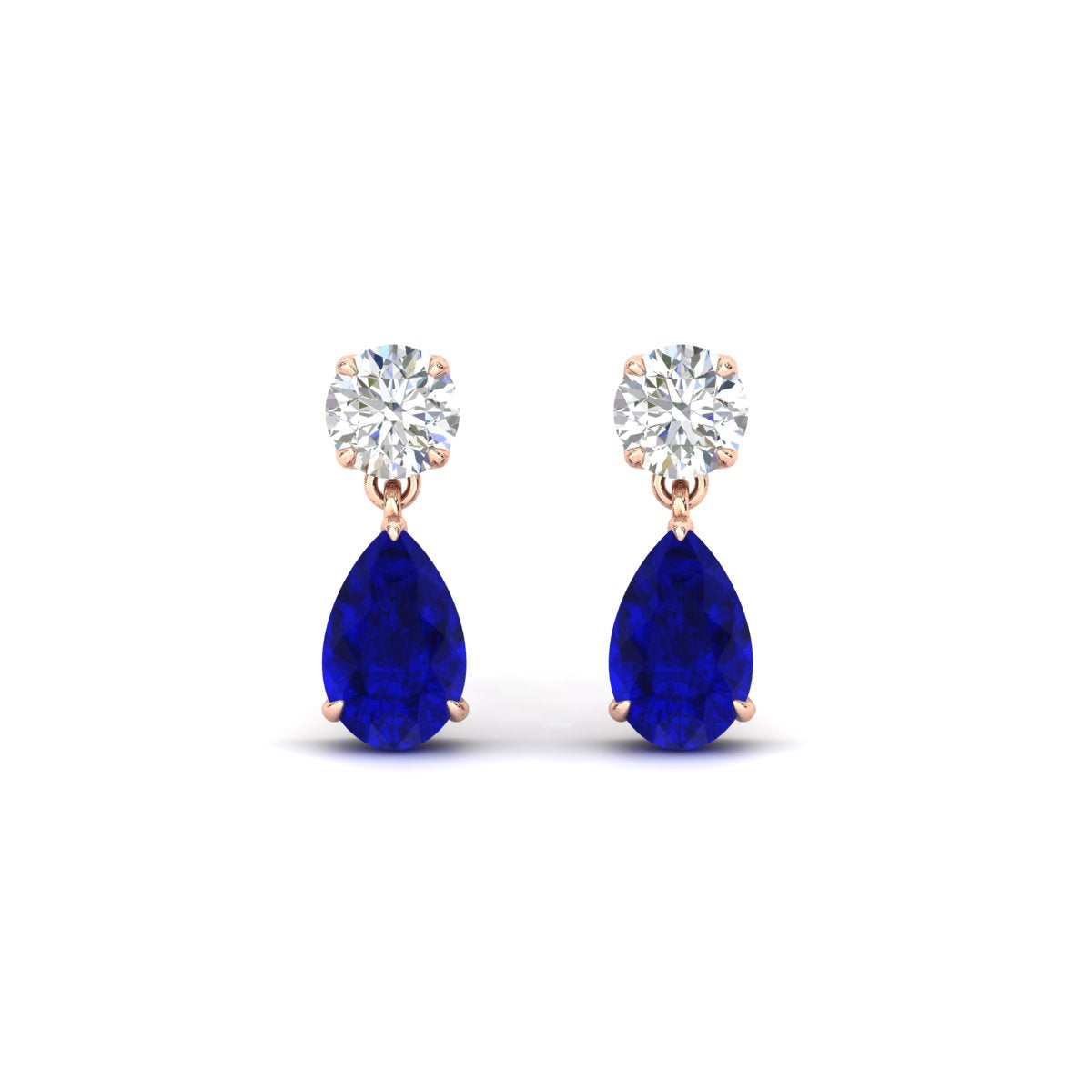 Round And Pear Drop Stud Earrings
