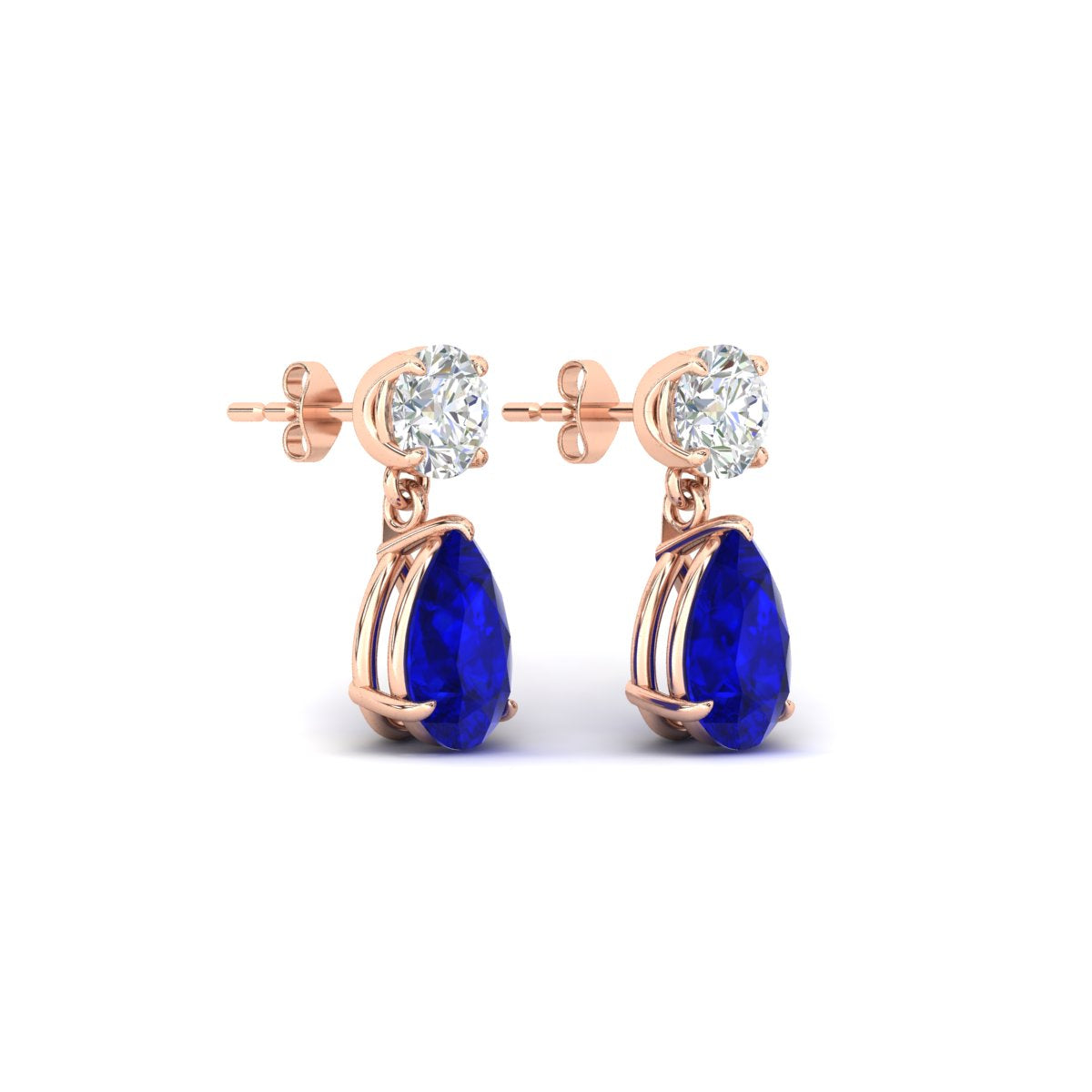 Round And Pear Drop Stud Earrings