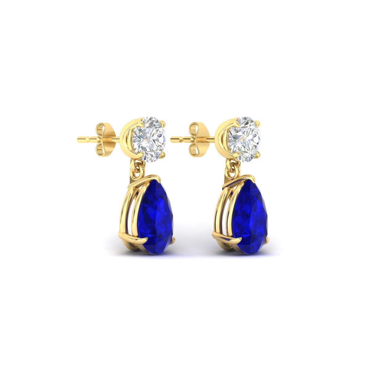 Round And Pear Drop Stud Earrings