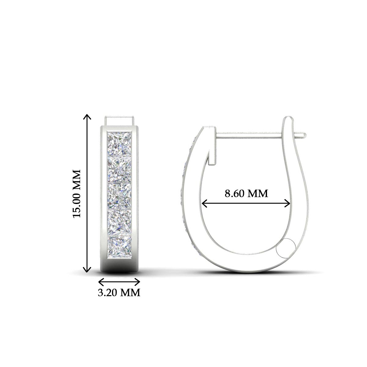 Channel Set Huggie Hoop Earring