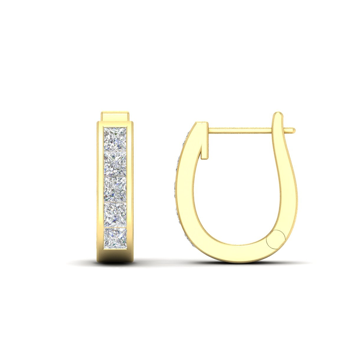 Channel Set Huggie Hoop Earring
