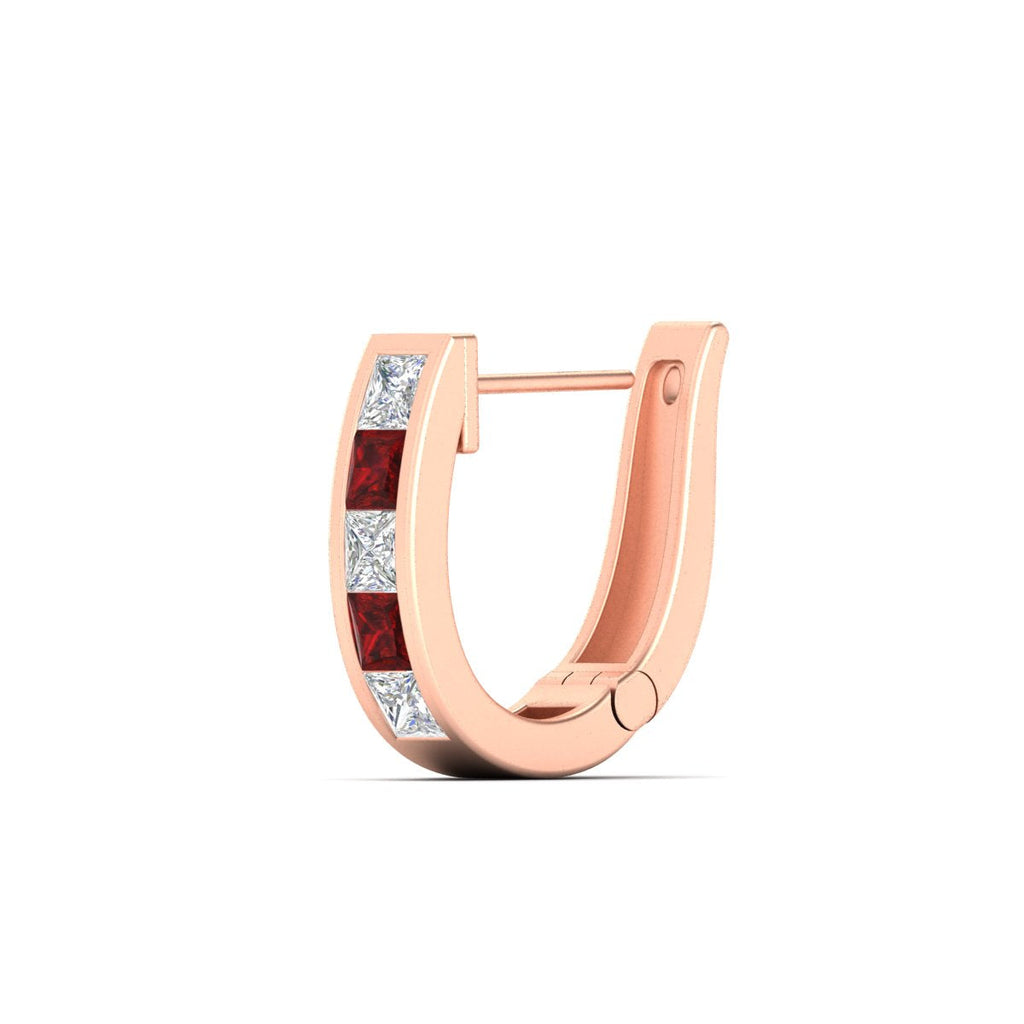 Channel Set Huggie Hoop Earring