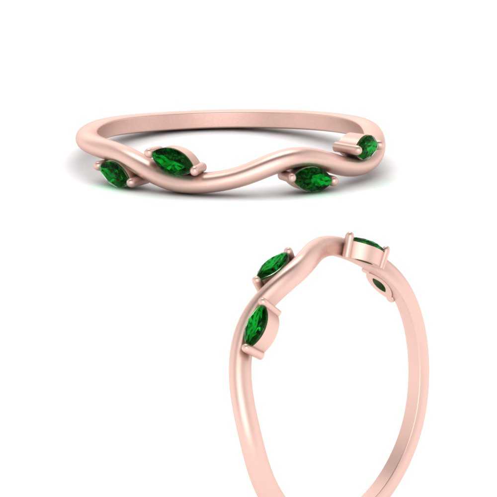 Vine Marquise Simple Wedding Band